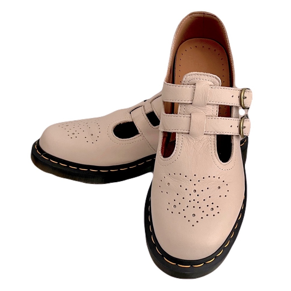 Doc Martens ‘8065 Virginia’ Leather Mary Janes in “Parchment Beige”, Size 10